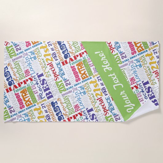 ユニークと特別な21歳の誕生日パーティーギフト ビーチタオル (正面)