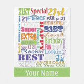 ユニークと特別な21歳の誕生日パーティーギフト フリースブランケット (正面)