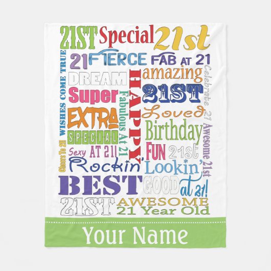 ユニークと特別な21歳の誕生日パーティーギフト フリースブランケット (正面)