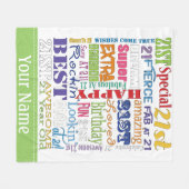 ユニークと特別な21歳の誕生日パーティーギフト フリースブランケット (正面(横))