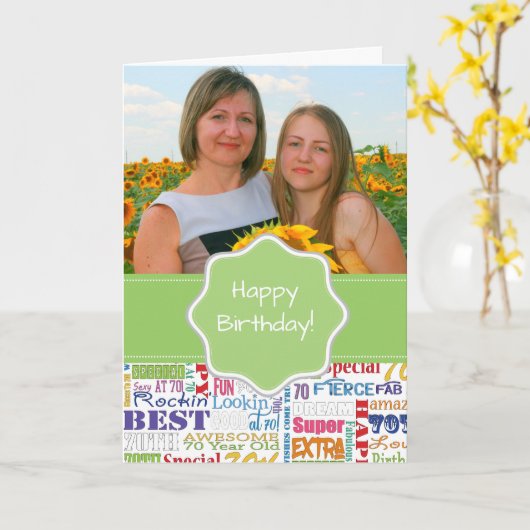 ユニークと特別70歳の誕生日パーティギフト カード (黄色い花)