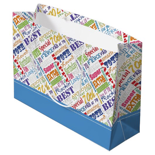 ユニークと特別70歳の誕生日パーティギフト ラージペーパーバッグ (裏面アングル)