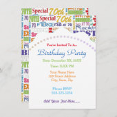 ユニークと特別70歳の誕生日パーティギフト 招待状 (正面/裏面)