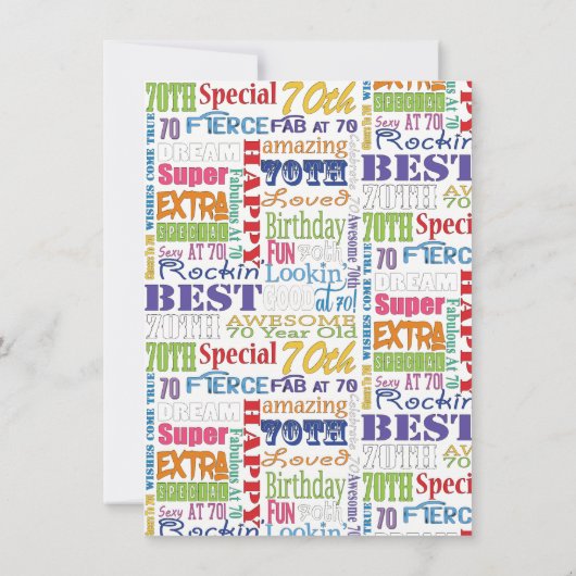 ユニークと特別70歳の誕生日パーティギフト 招待状 (裏面)