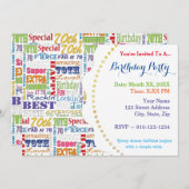 ユニークと特別70歳の誕生日パーティギフト 招待状 (正面/裏面)