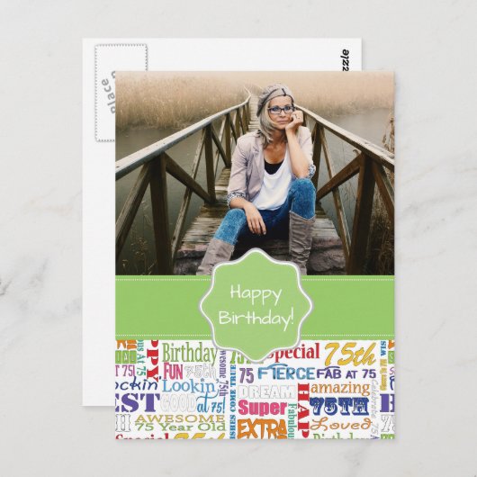 ユニークと特別75歳の誕生日パーティギフト ポストカード (正面/裏面)