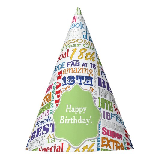 ユニークなおよびスペシャルの第18誕生会のギフト パーティーハット (正面)