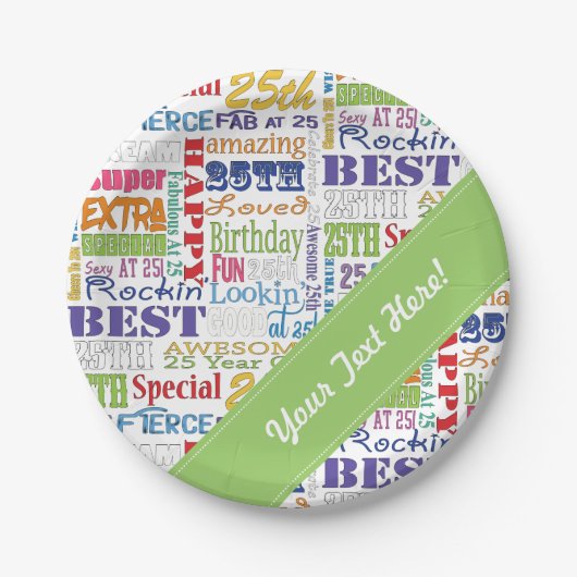 ユニークなおよびスペシャルの第25誕生会のギフト ペーパープレート (正面)