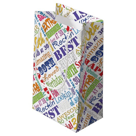 ユニークなおよびスペシャルの第30誕生会のギフト スモールペーパーバッグ (裏面アングル)
