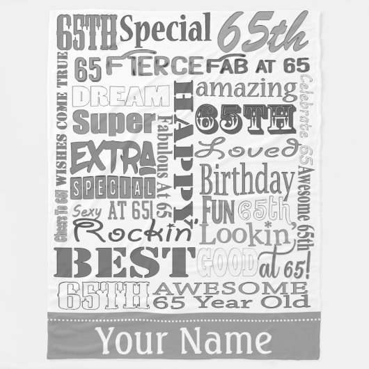 ユニークなおよびスペシャルの第65誕生会のギフト フリースブランケット (正面)
