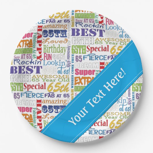 ユニークなおよびスペシャルの第65誕生会のギフト ペーパープレート (正面)