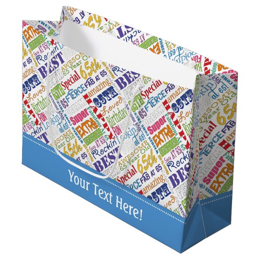 ユニークなおよびスペシャルの第65誕生会のギフト ラージペーパーバッグ (正面アングル)