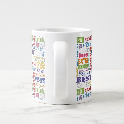 ユニークなおよびスペシャルの第75誕生会のギフト ジャンボコーヒーマグカップ (裏面)