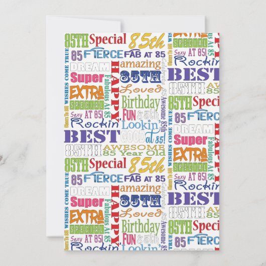 ユニークなおよびスペシャルの85th誕生会のギフト 招待状 (裏面)