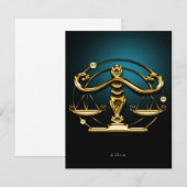 ユニークなてんびん座のゴールド ヴィンテージ 誕生日プレゼント 招待状 (正面/裏面)