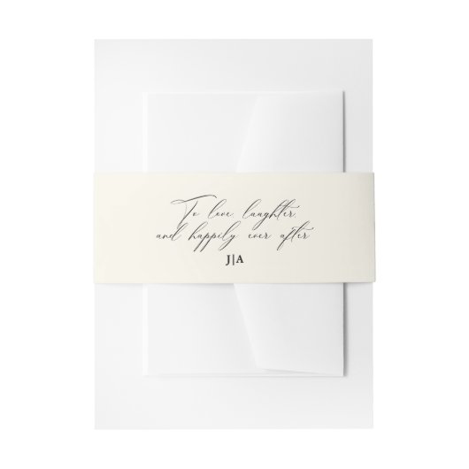 ユニークなアイボリーの愛と笑顔のモノグラムウェディング 招待状ベリーバンド (正面例)