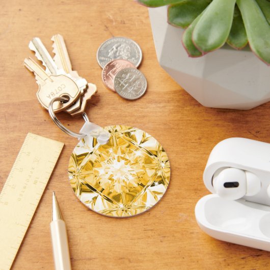 ユニークなイエローダイヤモンド カスタムネーム モダン キーホルダー (デスク)