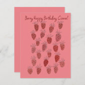 ユニークなイチゴ柄のバースデーカード ノートカード (正面/裏面)