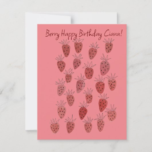 ユニークなイチゴ柄の誕生日カード ノートカード (正面)