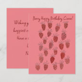 ユニークなイチゴ柄の誕生日カード ノートカード (正面/裏面)