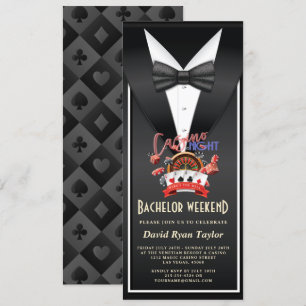 ユニークなカジノナイトタキシードバチェラーウィークエンド 招待状