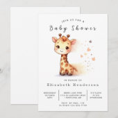 ユニークなカスタムキリン赤ちゃんシャワー 招待状 (正面/裏面)