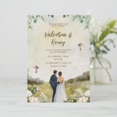 ユニークなカップルイラスト 結婚式招待状 招待状 (スタンド正面)