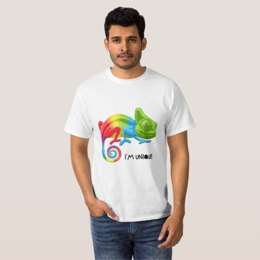 ユニークなカメレオンティー - ボールドレインボー Tシャツ (正面フル)