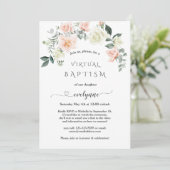 ユニークなカリグラフィー ピンクの花 バーチャル洗礼 招待状 (スタンド正面)