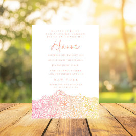 ユニークなガーデンシーン アーティストの誕生日 コーラルピーチ 招待状