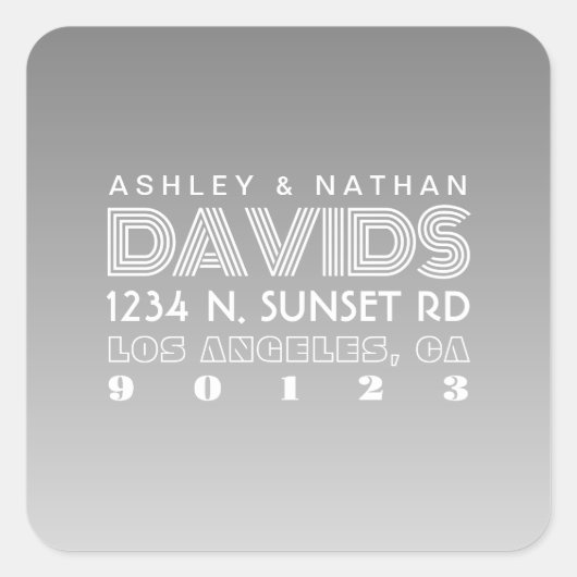 ユニークなクリエイティブグレーオンブレ リターンアドレス スクエアシール (正面)