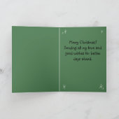 ユニークなクリスマスカード Funny Cat と Green Tree&Happy Christm カード (内部)
