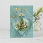 ユニークなクリスマスツリーのオーナメント 雪 シーズンカード (スタンド正面)