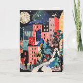 ユニークなクリスマスツリーのシーン シーズンカード (正面)