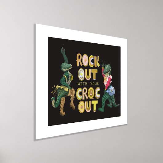 ユニークなクロコダイルの駄洒落ロック クロコと一緒にロックしよう 箔ポスター (レイダウン)