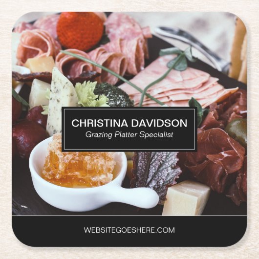 ユニークなグラジングプレート専門の名刺 スクエアペーパーコースター (正面)