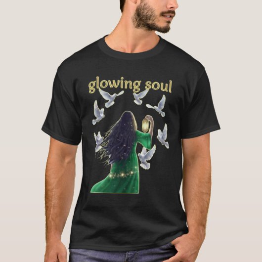 ユニークなグラフィックの輝く魂 Tシャツ (正面)