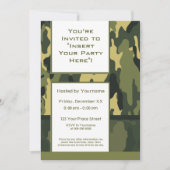 ユニークなグリーンミリタリーカモフラージュ 招待状 (正面)