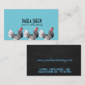 ユニークなケイタリングビジネスは鶏が付いている青を梳きます 名刺 (正面/裏面)