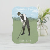 ユニークなゴルフ芸術のバースデーパーティ招待状 招待状 (スタンド正面)