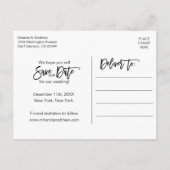 ユニークなゴールドスクリプトウェディング SAVE THE DATE(写真付き) 案内ポストカード (裏面)