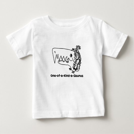 ユニークなサウルス | 手描きの恐竜Tシャツ ベビーTシャツ (正面)