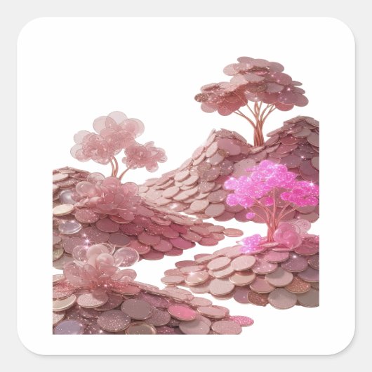 ユニークなシルバー抽象デカールアート スクエアシール (正面)