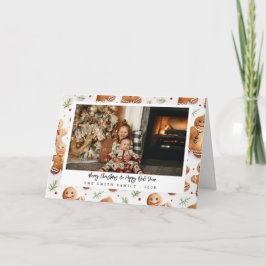 ユニークなジンジャーブレッドマン ホリデー写真 サンキューカード