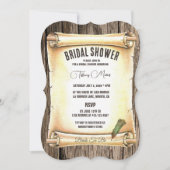 ユニークなスクロール＆フェアペン 結婚前のお茶会 招待状 (正面)