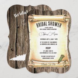 ユニークなスクロール＆フェアペン 結婚前のお茶会 招待状