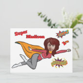 ユニークなスーパーヒーロー特別な楽しい子供の誕生日 招待状 (スタンド正面)