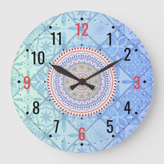 ユニークなセラミック装飾 - ヴィンテージ ラージ壁時計 (正面)