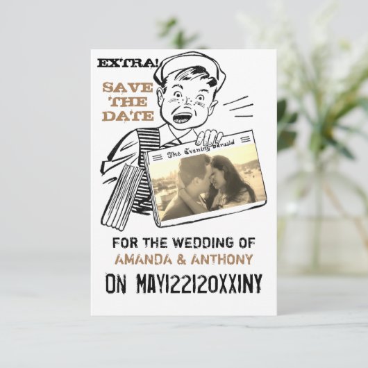 ユニークなセーブ・ザ・デートのカスタム写真 招待状 (スタンド正面)