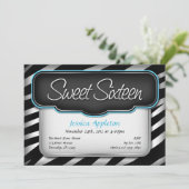 ユニークなゼブラ柄の「スイート16」招待状 招待状 (スタンド正面)